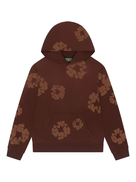 Джинсовые слезы моно хлопок венок толстовка с капюшоном brown