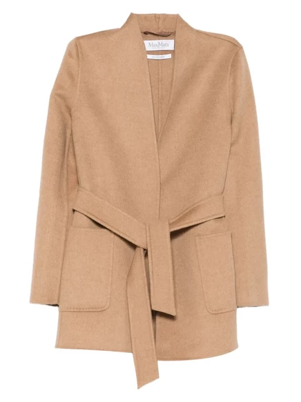 Женское однобортное шерстяное пальто Max Mara, коричневое