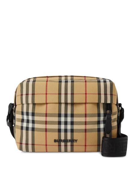 Мужская сумка через плечо Burberry с принтом Vintage Check, бежевая