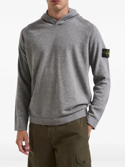 Мужская толстовка Stone Island с капюшоном, серая