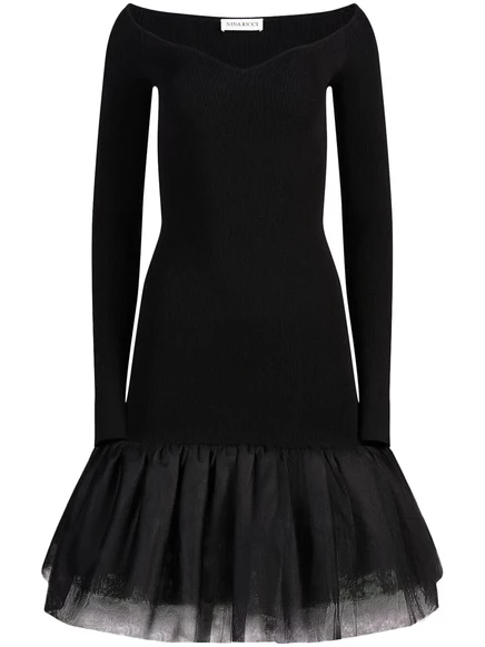 Женское платье Nina Ricci с тюлем, черное