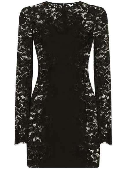 Мини-платье из полупрозрачного кружева Dolce & Gabbana black