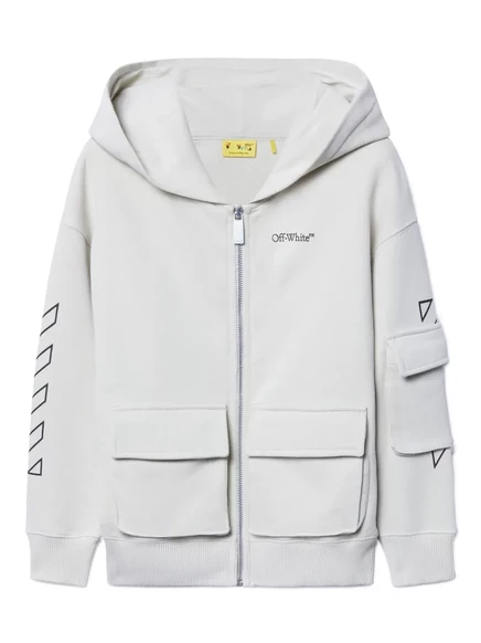 Детская худи Off-White Kids Bookish на молнии, серая