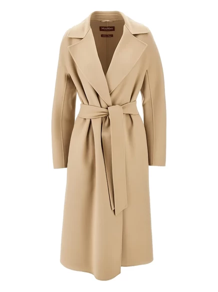 Женское пальто Max Mara с поясом, бежевое