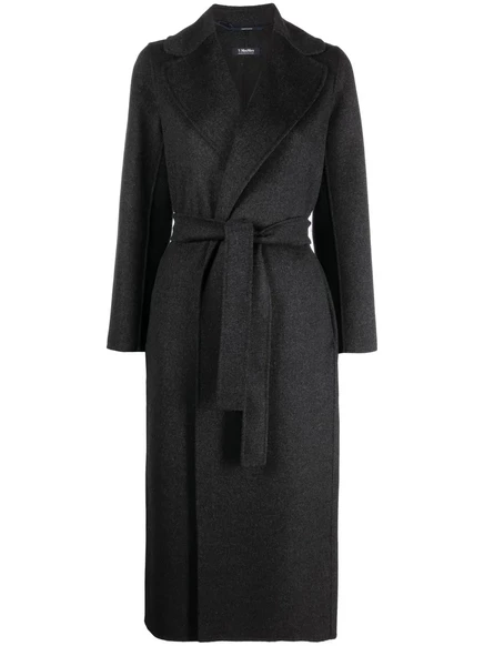 Женское пальто S. Max Mara из шерсти с поясом, антрацитовое