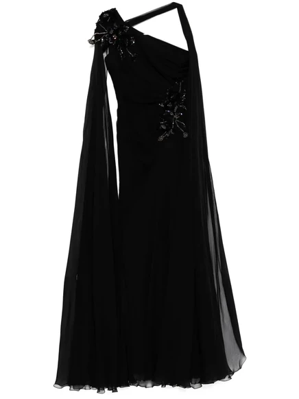 Женское платье Zuhair Murad из шифона с пайетками, черное