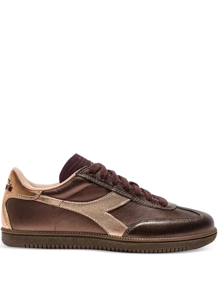 Кроссовки diadora кожаные металлик, коричневые
