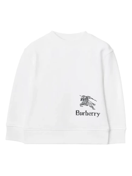 Хлопковая толстовка с вышитым логотипом Burberry Kids white