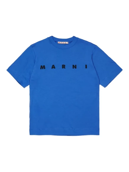 Детская футболка Marni Kids с логотипом, синяя