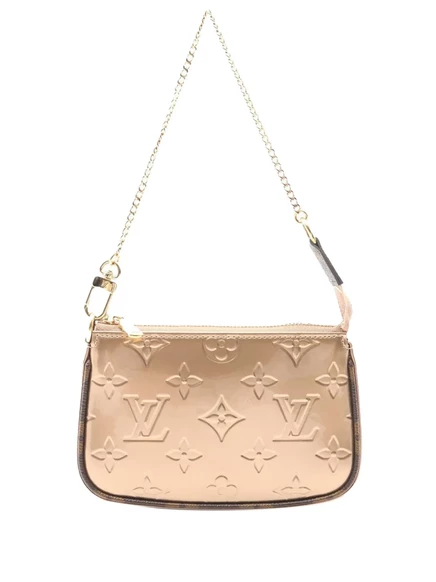 Сумка для аксессуаров Vernis Mini Pochette, бывшая в употреблении у Louis Vuitton 2021-2025 годов выпуска, с монограммой pink