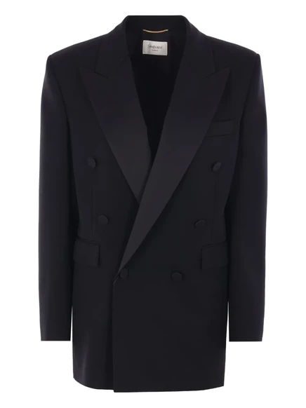 Женский шерстяной блейзер Saint Laurent, черный