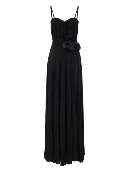 Платье Elisabetta Franchi с цветочной аппликацией black