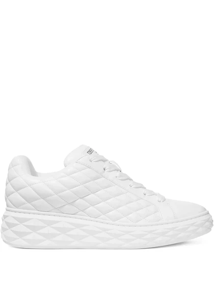 Стеганые кроссовки на шнуровке от Jimmy Choo white