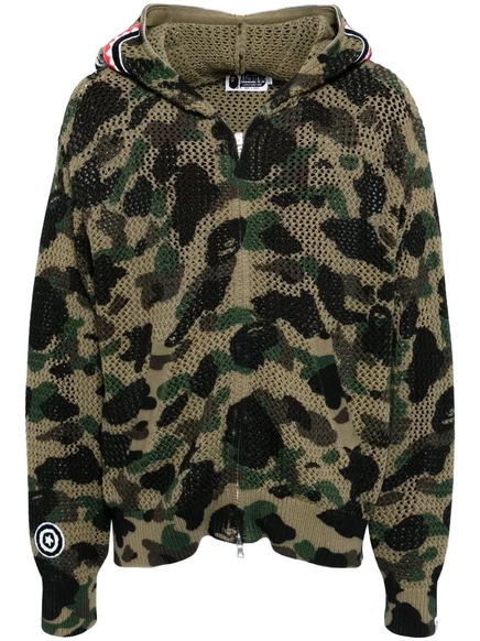 Хлопковая толстовка с капюшоном BATHING APE® Camo Shark из хлопка для купания green