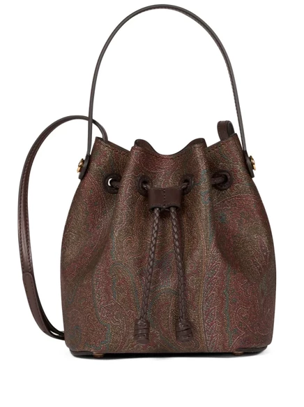 Мини-сумка-ведро ETRO с узором Пейсли brown