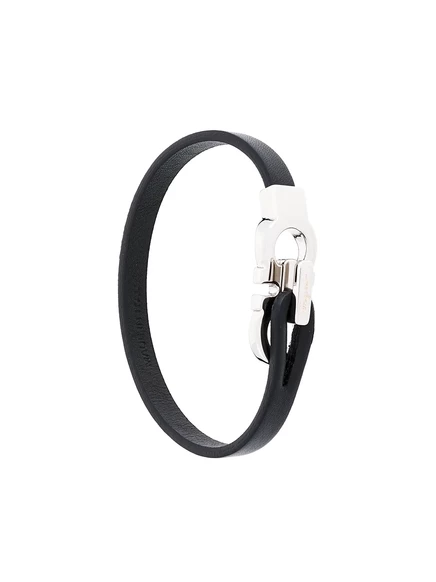 Мужской браслет Ferragamo Double Gancio из кожи, черный