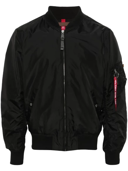 Мужская бомбер‑куртка Alpha Industries с молнией на рукаве, чёрная
