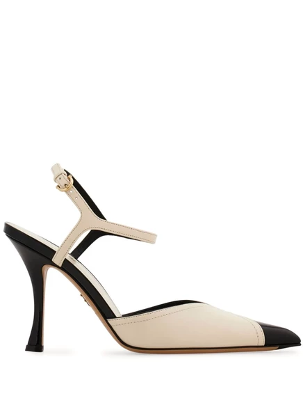 Женские туфли-лодочки Ferragamo 95 мм с ремешком, кремовые