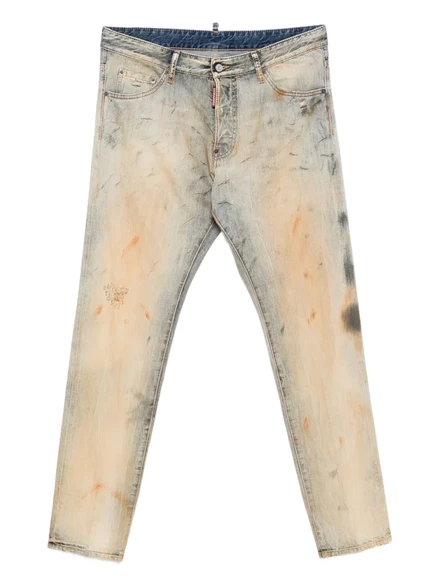 Мужские джинсы DSquared2 Cool Guy с эффектом краски, бежевые