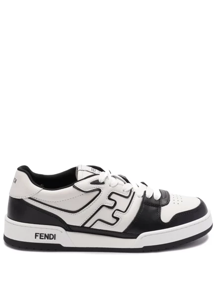 Мужские кроссовки Fendi Match кожаные, бело-черные