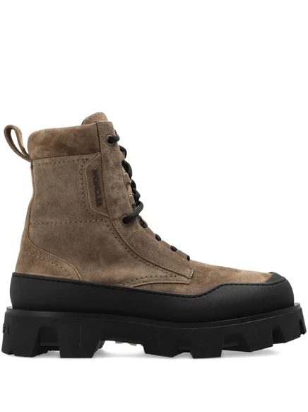 Замшевые ботинки Moncler peak-path на шнуровке brown