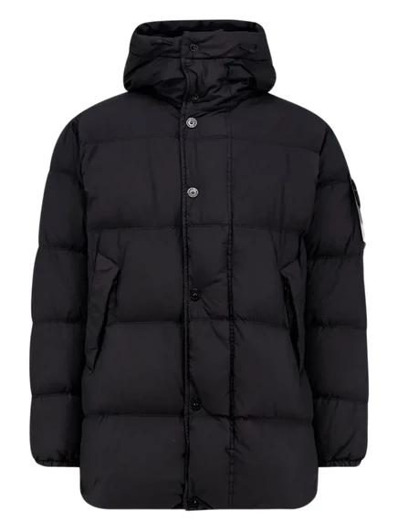 Мужская пуховая куртка Stone Island с капюшоном, черная
