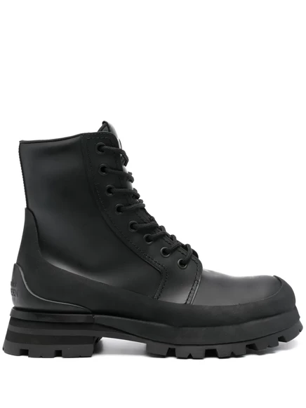Кожаные ботинки Alexander McQueen на шнуровке black