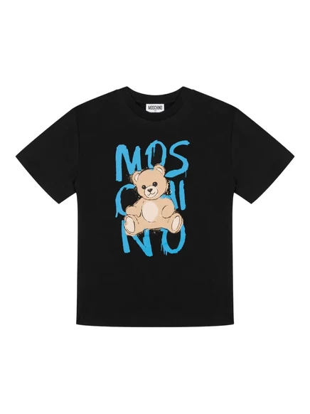 Футболка с рисунком плюшевого мишки Moschino Kids 60100 - nero