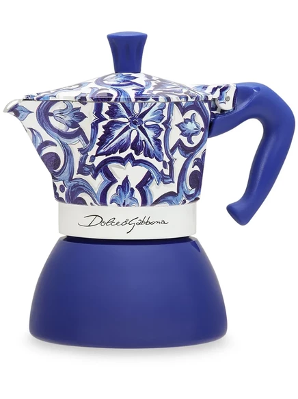 Гейзерная кофеварка Dolce & Gabbana x Bialetti Moka Induction средняя, синяя