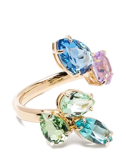 Женское кольцо swarovski с кристаллами разной огранки, золотистое