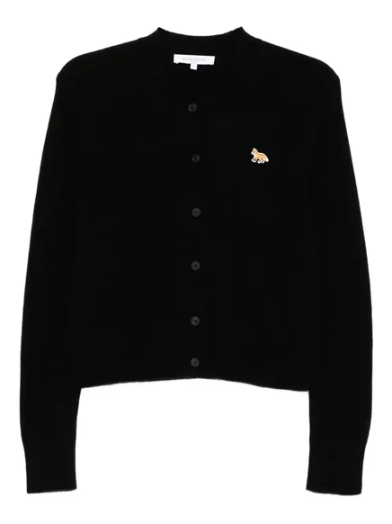 Женский кардиган Maison Kitsuné с вышивкой лисы, черный