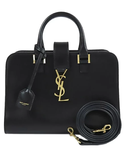 Детская кожаная сумка Cabas с монограммой от Saint Laurent, бывшая в употреблении в 2013-2025 годах black