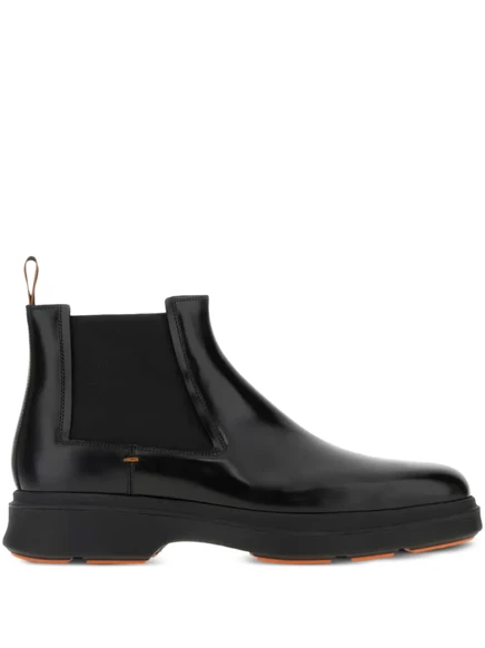 Кожаные сапоги Santoni с эластичными вставками black