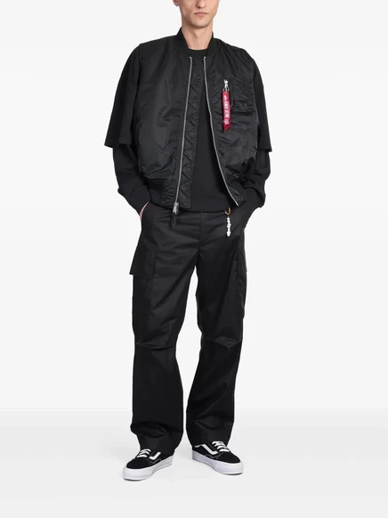 Мужской бомбер Alpha Industries с лого-ремешком, черный