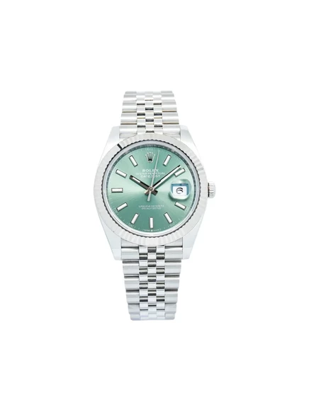 Мужские часы Rolex Datejust 41 мм, белое золото/сталь, зеленый циферблат