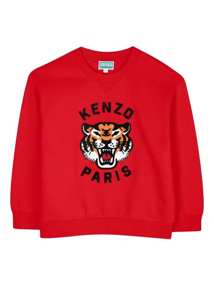 Толстовка с вышивкой тигра Kenzo Kids red