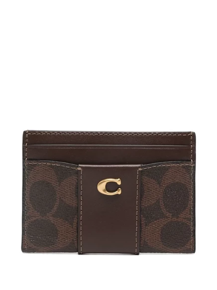 Женский держатель карт Coach Signature Canvas, коричневый