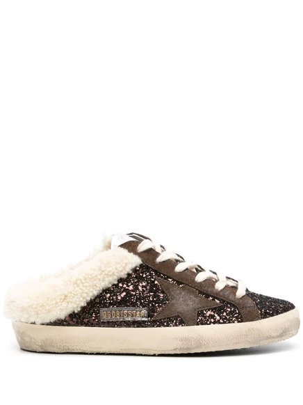 Женские мюли Golden Goose Super-Star с блёстками, коричневые