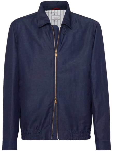 Куртка-бомбер Brunello Cucinelli с отложным воротником blue
