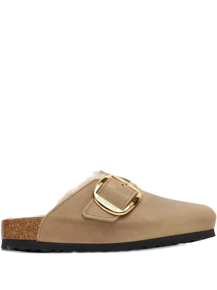 Унисекс сабо Birkenstock Boston замшевые с меховой отделкой, коричневые