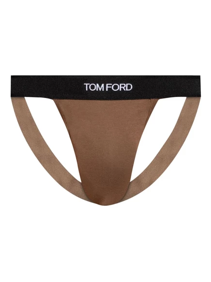 Мужская джокстрэп Tom Ford с логотипом, коричневая