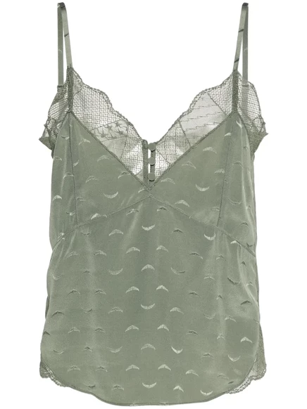 Женский шелковый топ Zadig & Voltaire с жаккардом, зеленый