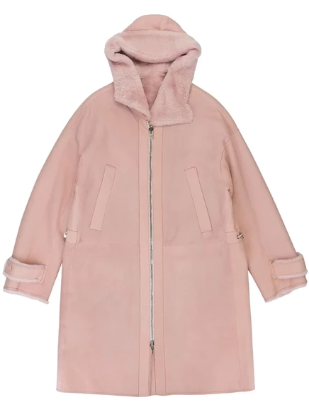 Женская двусторонняя дубленка Loro Piana, розовая