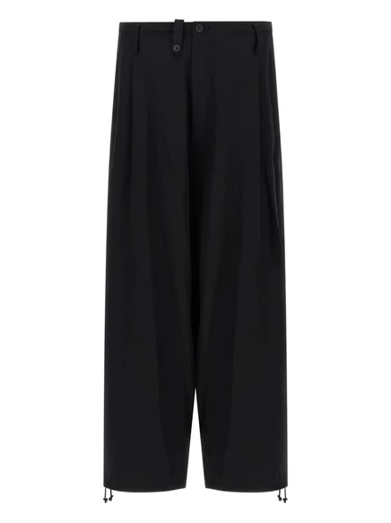 Мужские плиссированные брюки yohji yamamoto с кулиской, черные