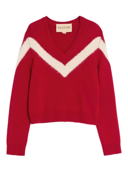 Шерстяной свитер Valentino Garavani с V-образным вырезом red
