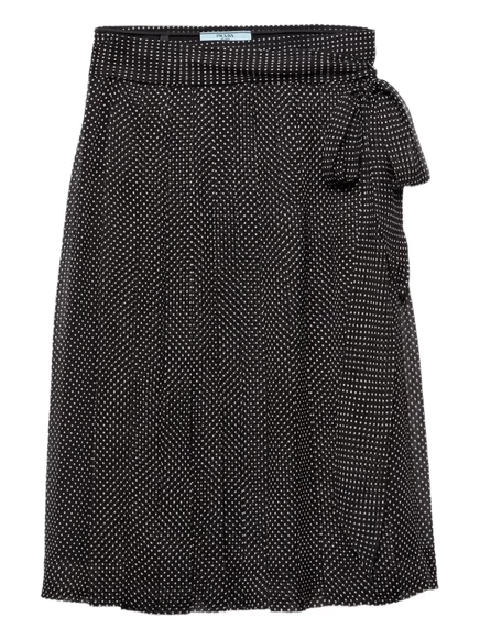 Шифоновая юбка с запахом от Prada с принтом black