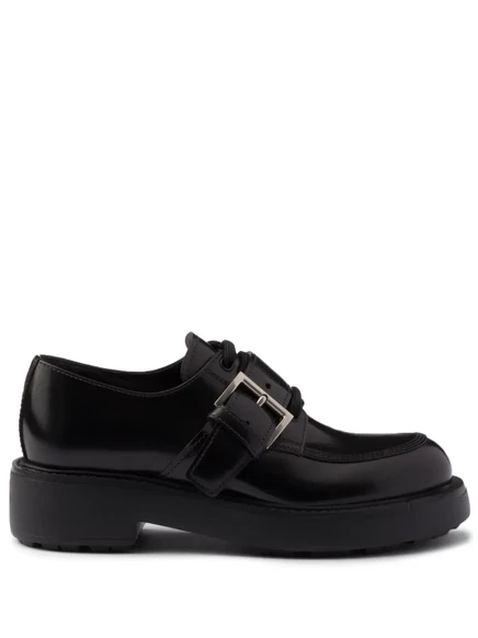 Женские лоферы Prada Brushed из лакированной кожи, черные
