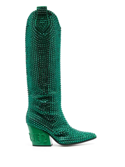 Сапоги Philipp Plein 75 мм, украшенные кристаллами green