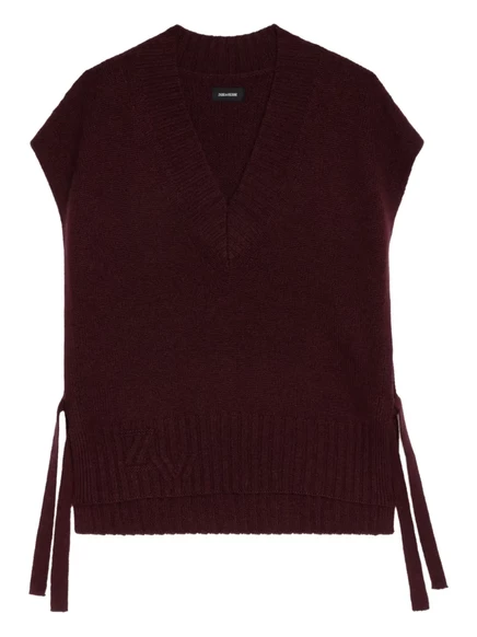 Женский топ Zadig & Voltaire V-образный с боковыми завязками, бордовый