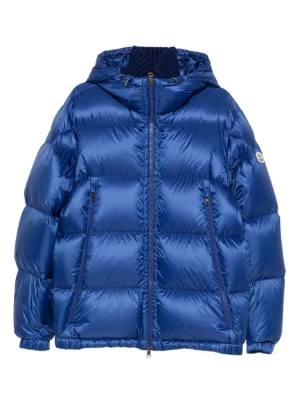 Мужской пуховик Moncler с капюшоном, синий